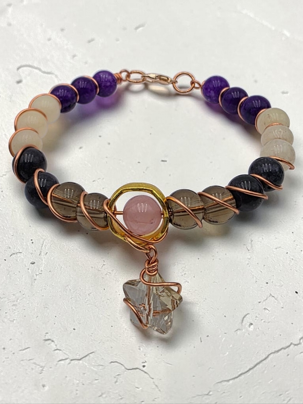 Artisan Multicolor Beaded Bracelet with Star Accent